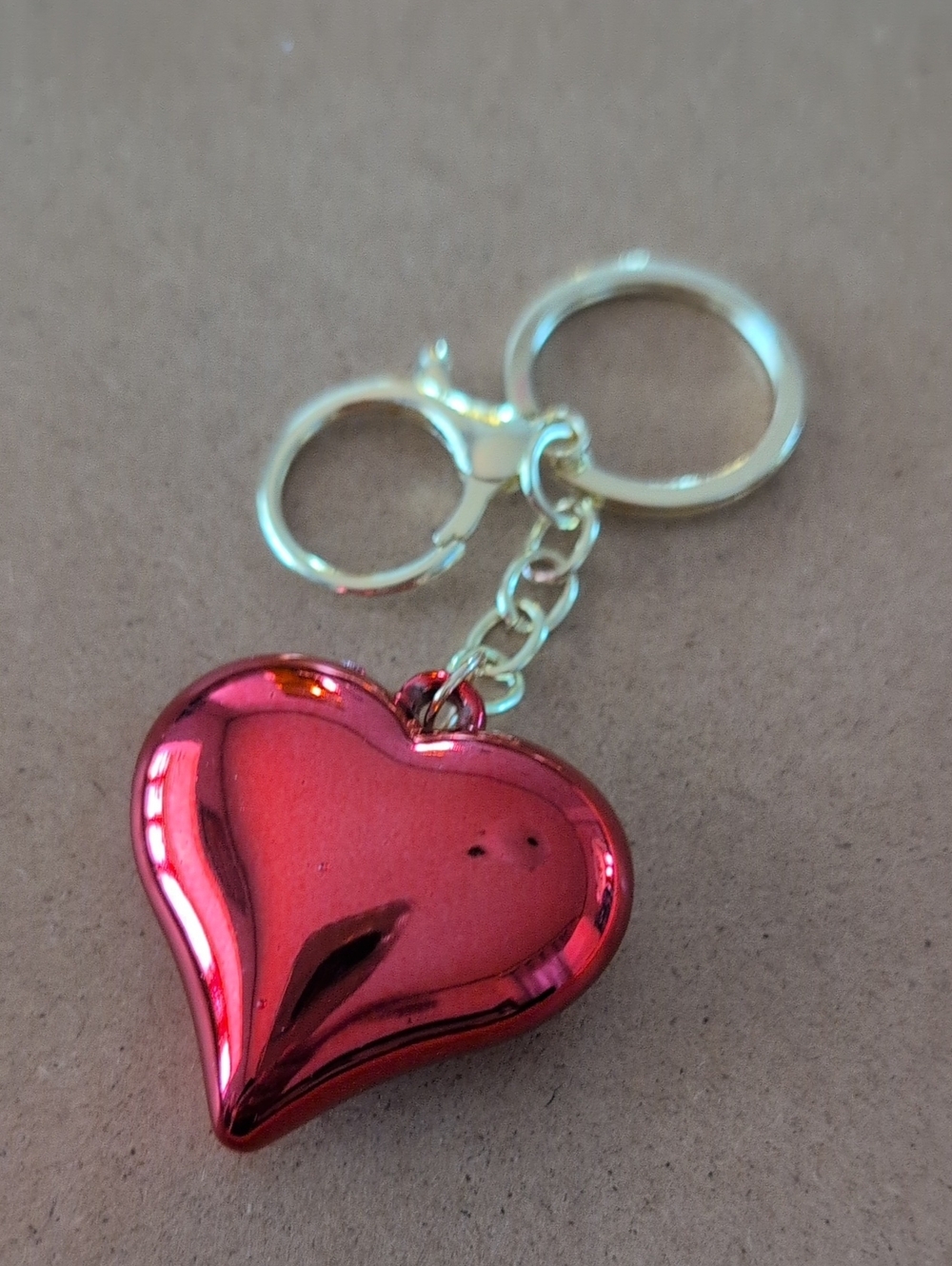 Shiny Red Heart Keychain Bag Charm
